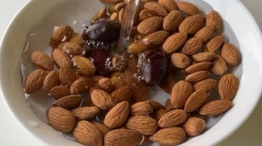 Creamy summer immunity drink made with almonds, dates, and carrots